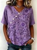 Loose Crew Neck Elegant Shirt