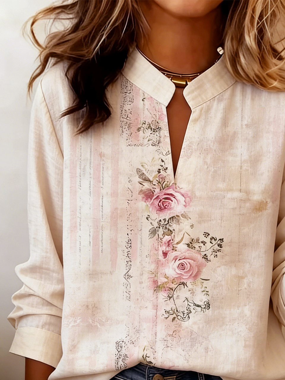 Cotton-Blend Floral Vintage Shirt