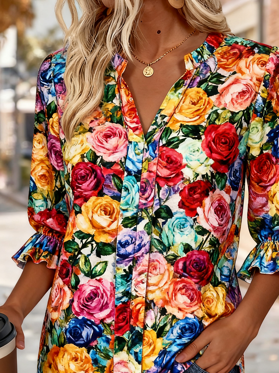 V Neck Elegant Linen Blend Shirt