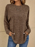 Women's Long Sleeve T-shirt Spring/Fall Brown Abstract Printing Jersey Crew Neck Daily Going Out Casual Top