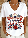 Regular Fit Elegant V Neck Cotton T-Shirt