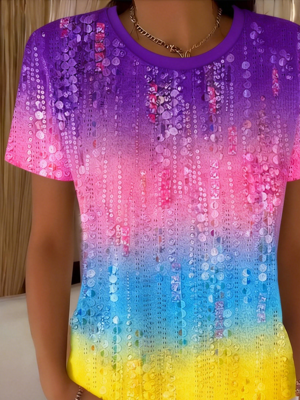 Casual Regular Fit Gradient Pattern T-Shirt