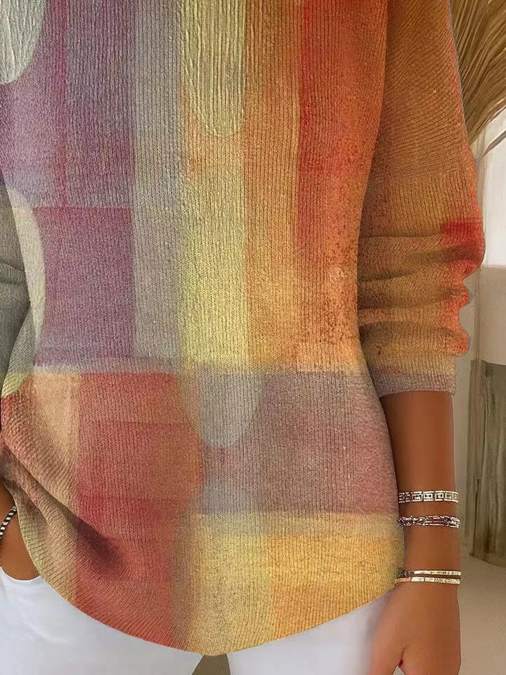 Printing Crew Neck Regular Fit Simple Sweater