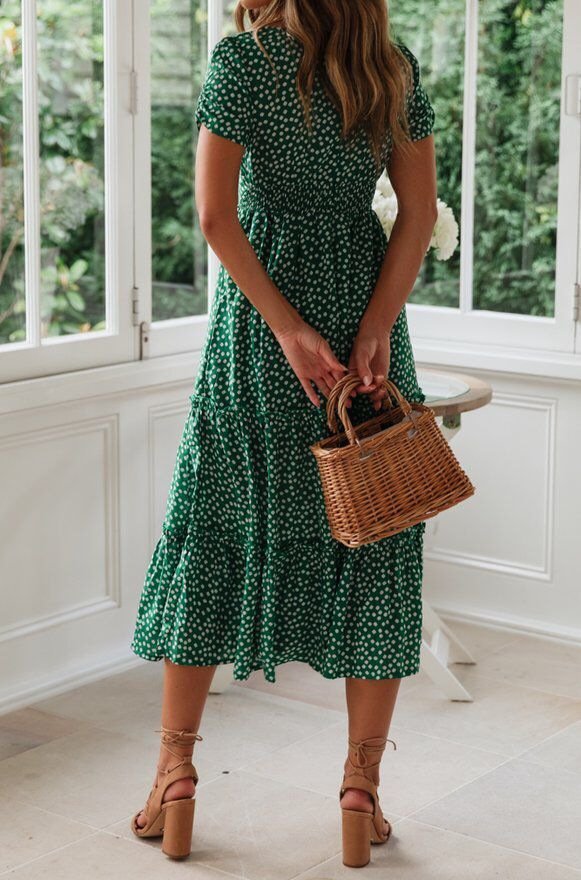 Vintage Ditsy Floral Regular Fit Dress With No