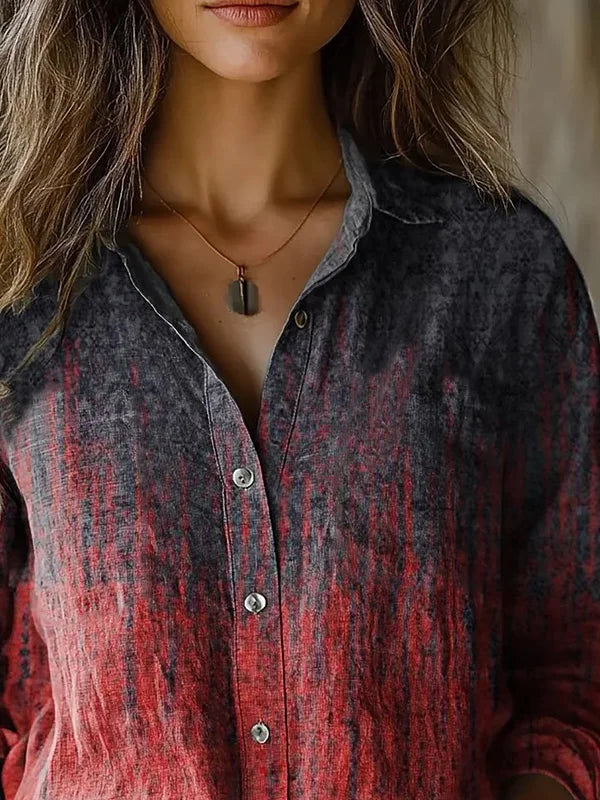Women's Vintage Ethnic Floral Print Casual Long Sleeve Comfort Shirt