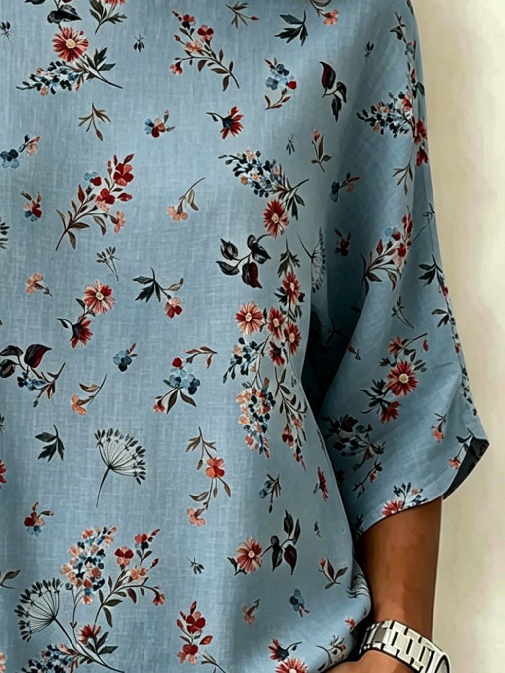 Cotton And Linen Floral Printed Vintage Loose Casual Top