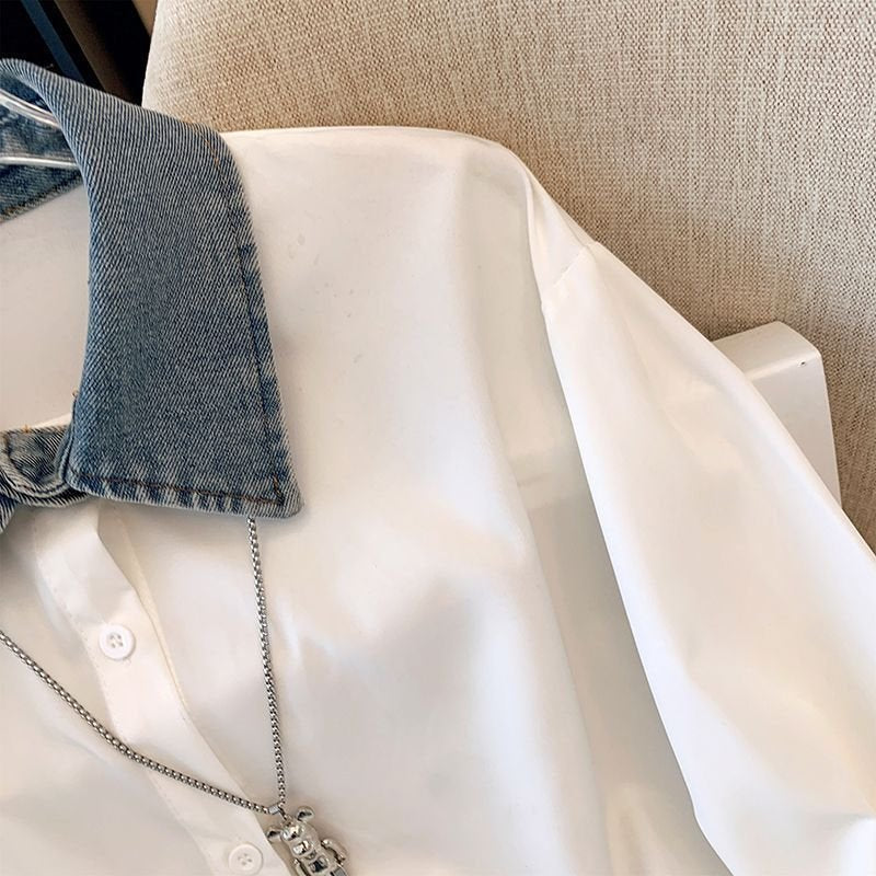 Casual Plain Shawl Collar Shirt