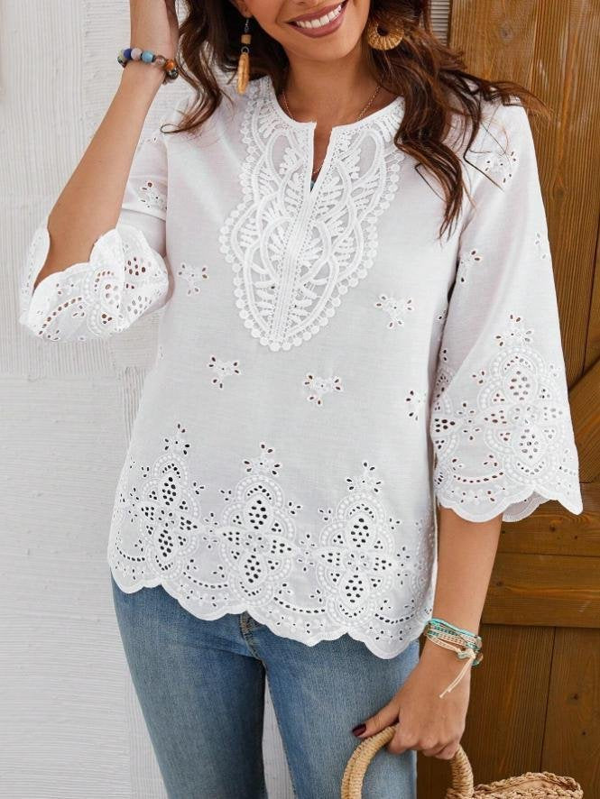 Others Plain Loose Elegant Shirt