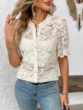 Women's Short Sleeve Shirt Summer Apricot Floral Split Joint Crew Neck Daily Going Out Casual Top