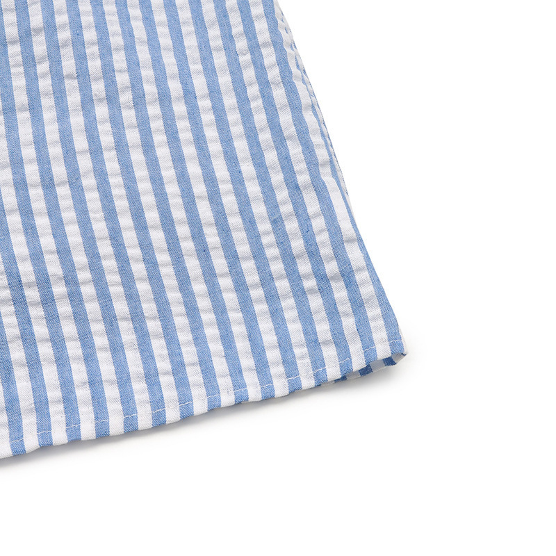 Striped Stand Coller Ruffle Short Sleeve Summer Daily Going Out Casual Shirt