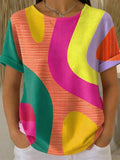 Loose Casual Others Geometric T-Shirt
