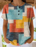 Women's Short Sleeve T-shirt Summer As Picture Abstract Printing Crew Neck Daily Going Out Vintage Top