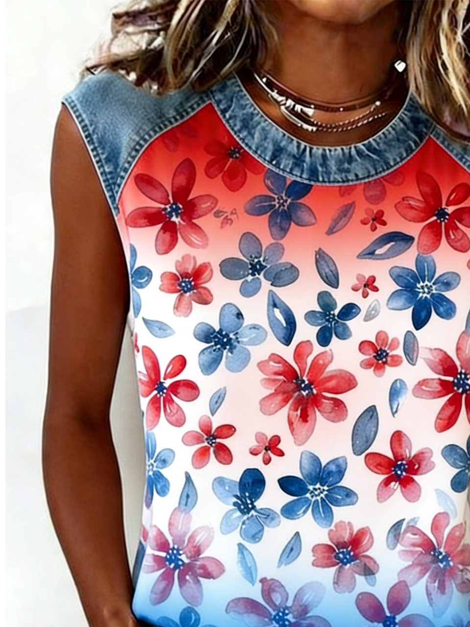 Crew Neck Loose Vintage Tank Top