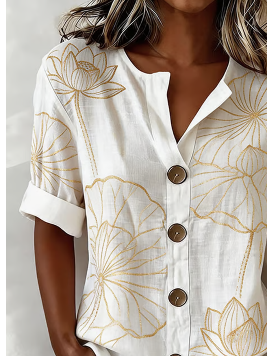 Casual Stand Collar Linen Blend Loose Shirt
