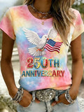 3D Printing America Flag Vintage Crew Neck Eagle Old Glory Jersey Colorful 250th Anniversary T-Shirt