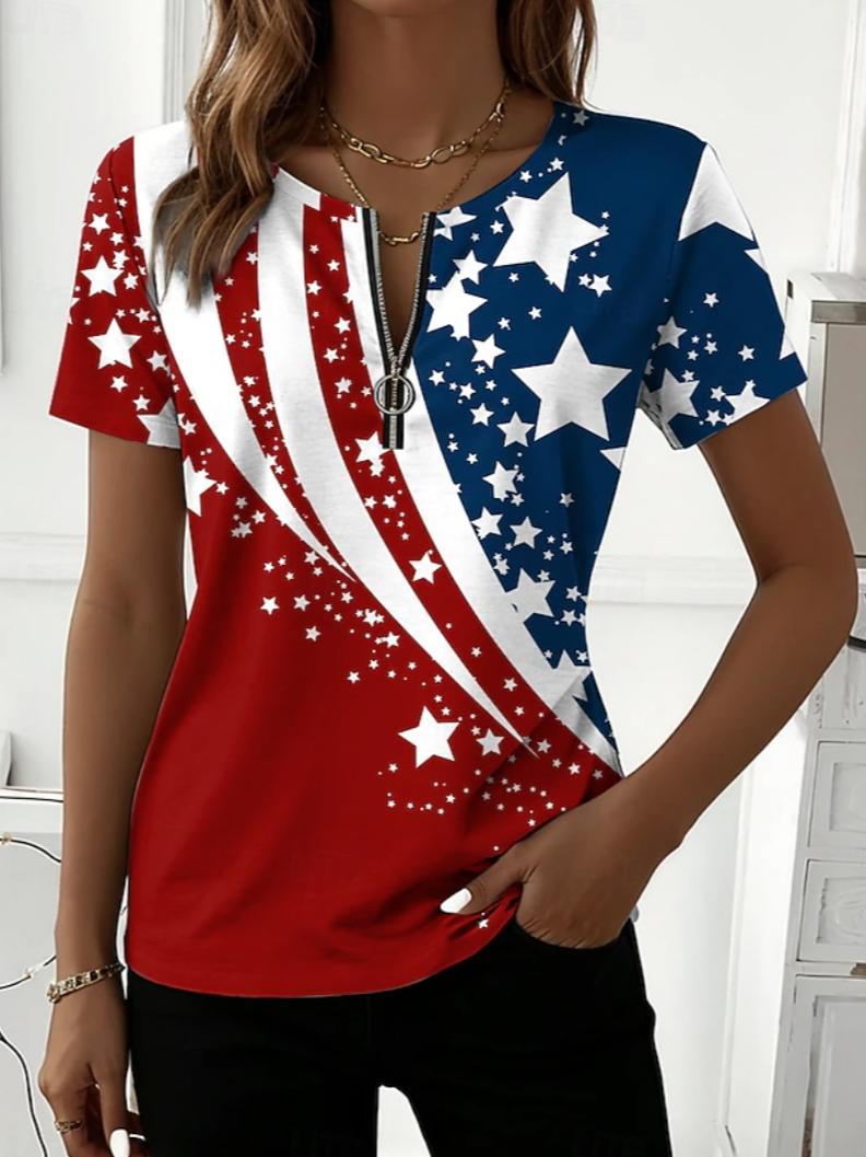 Cotton-Blend Vintage Gradient Pattern Others T-Shirt