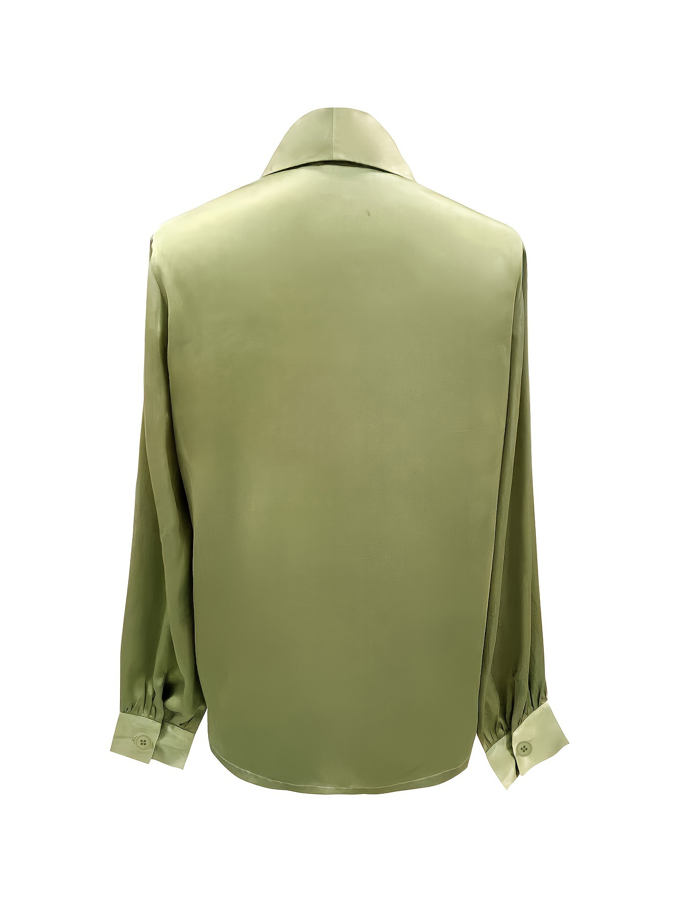 Women's Elegant Satin Long Sleeve V Neck Double-row Button Shirt