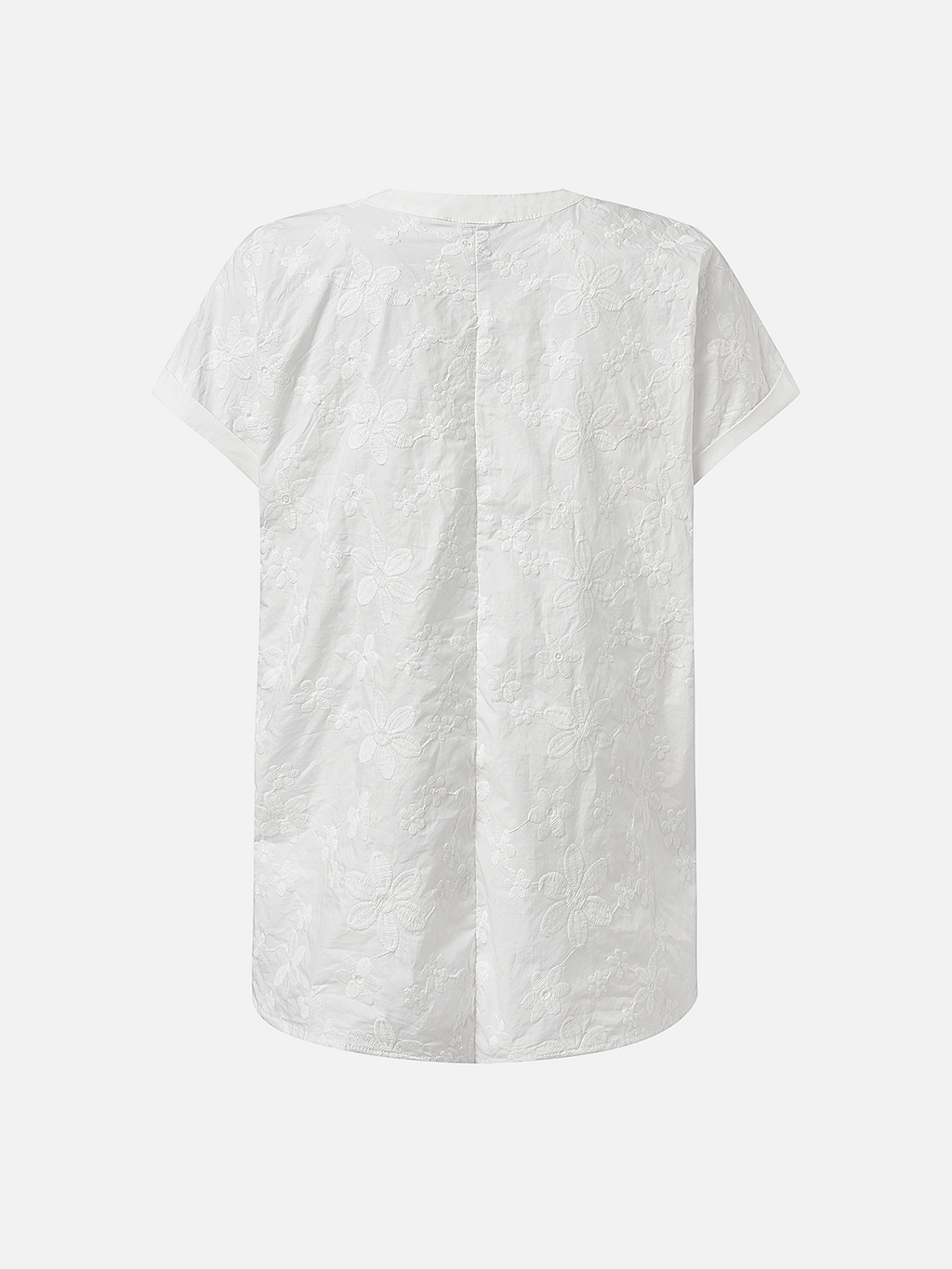 Women's Short Sleeve Blouse Summer White Plain Embroidery Buttoned Cotton V Neck Daily Going Out Simple Top