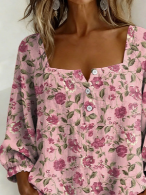 Floral Others Elegant Loose Shirt