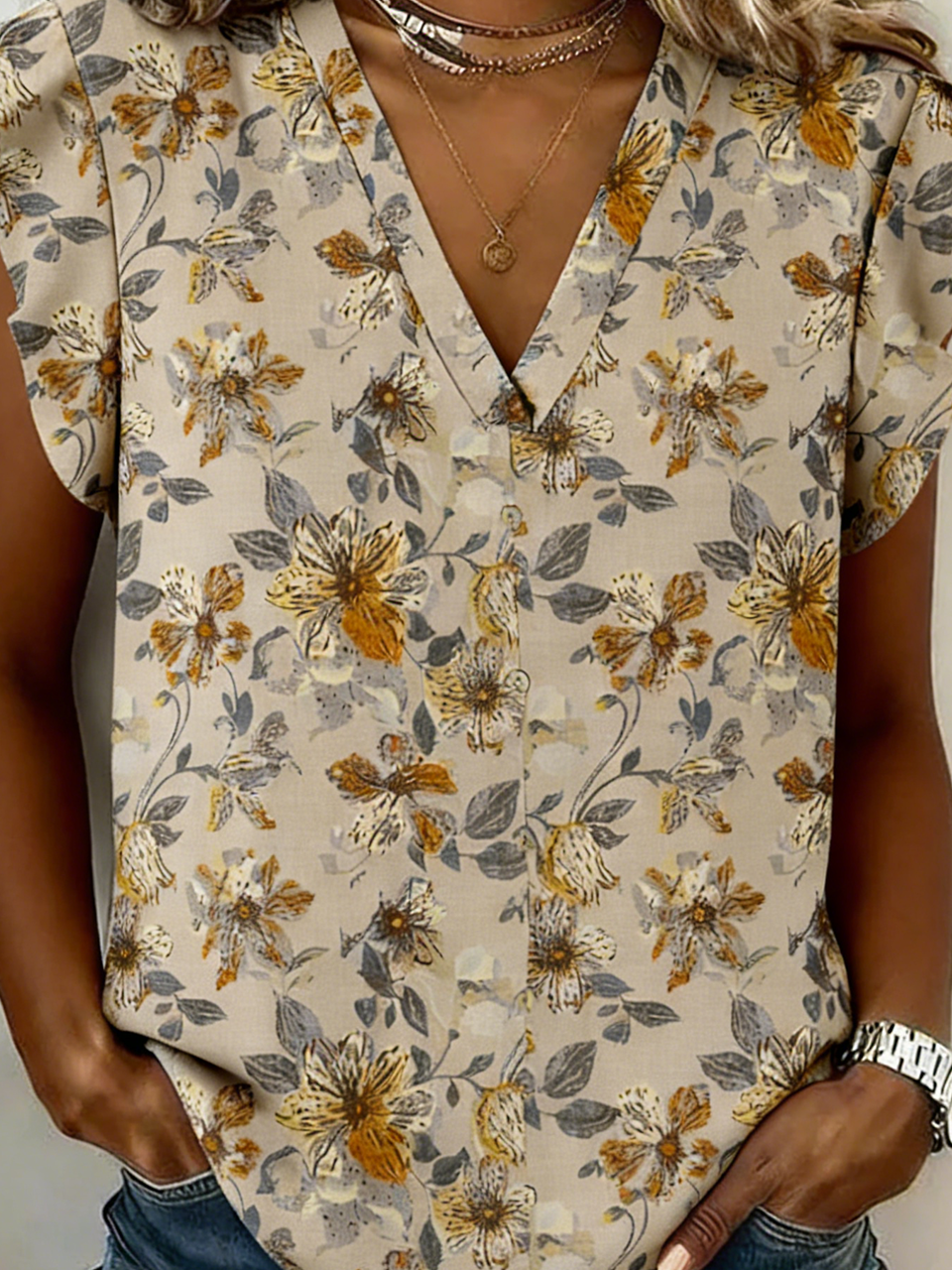 Others Loose Vintage Floral T-Shirt