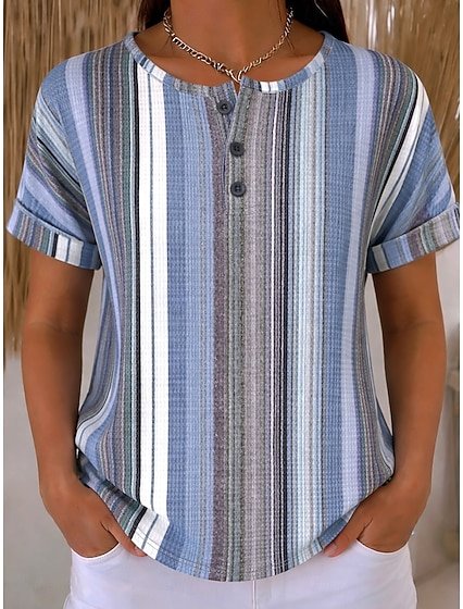 Casual Loose Others Striped T-Shirt