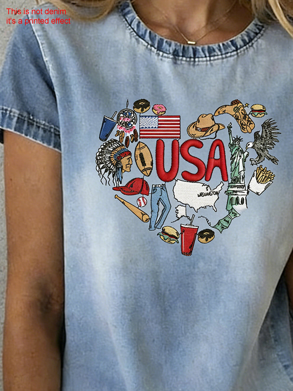 Cotton 3D Printing Butterfly Round Neck Short Sleeve 250th Anniversary Letter Pattern Summer Casual T-Shirt