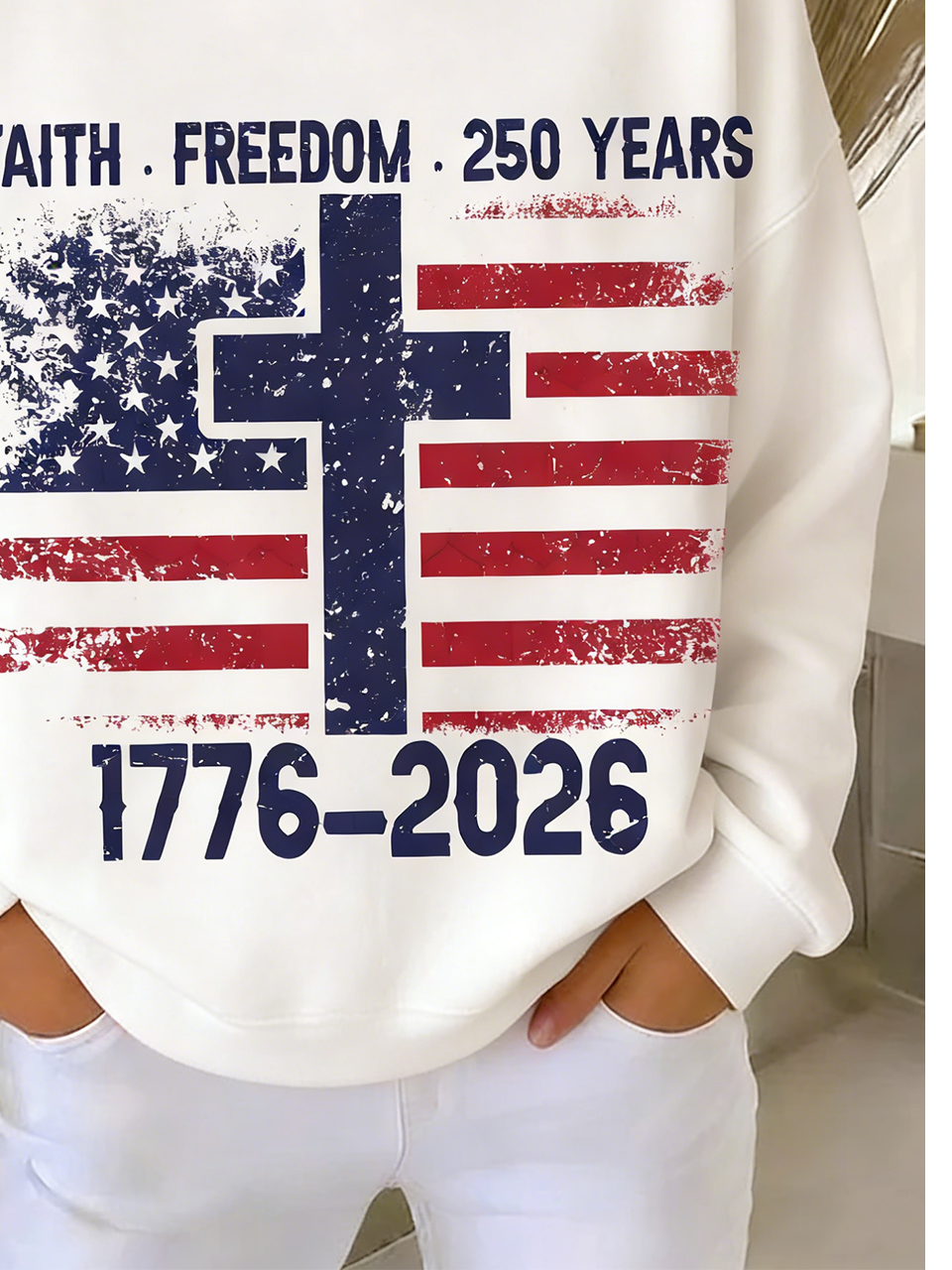 Crew Neck Simple Loose Text Letters Sweatshirt