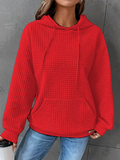 Women's Waffle Casual Long Sleeve Hooded Sweatshirt