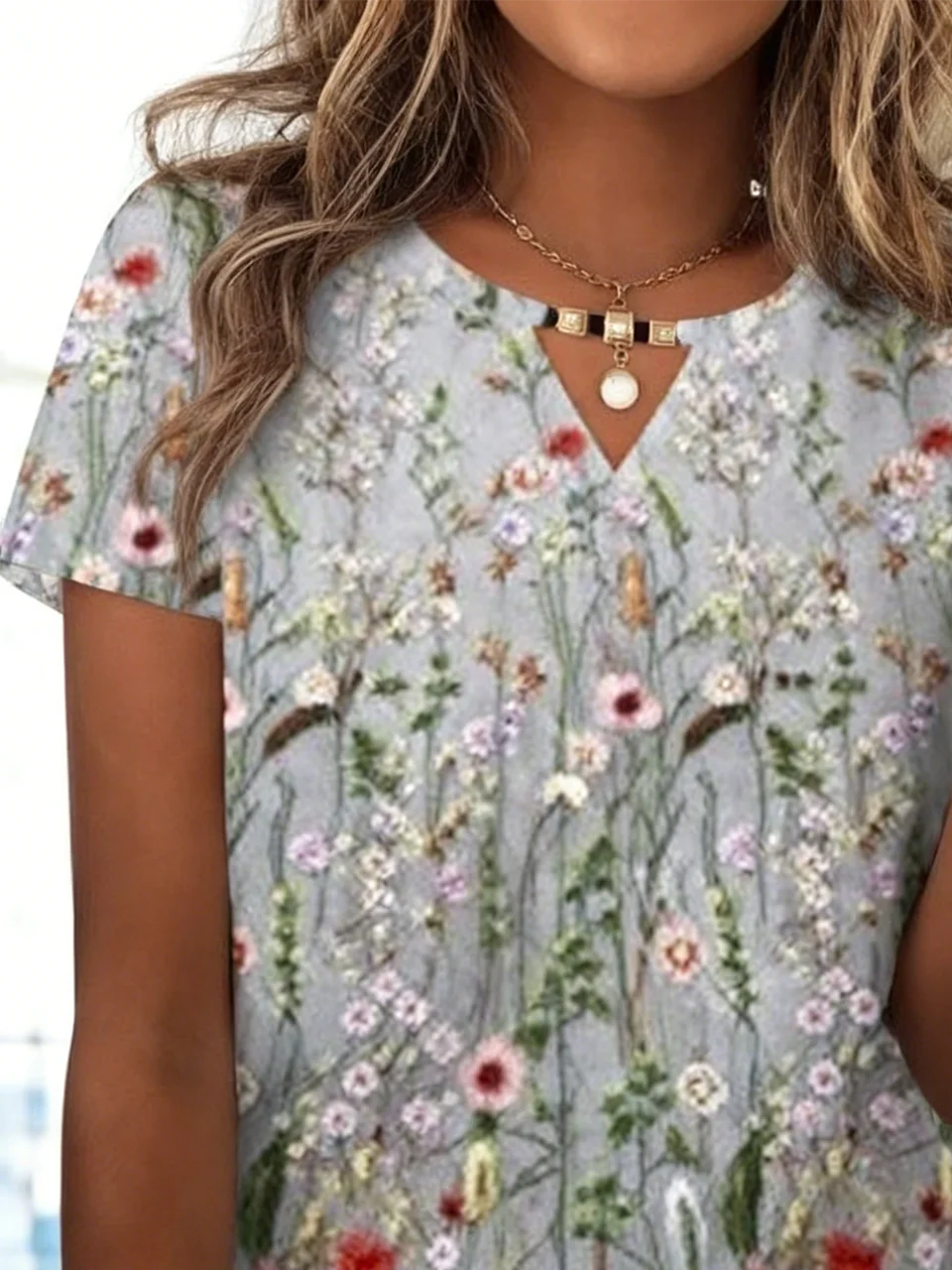 Others Cotton Elegant Floral T-Shirt