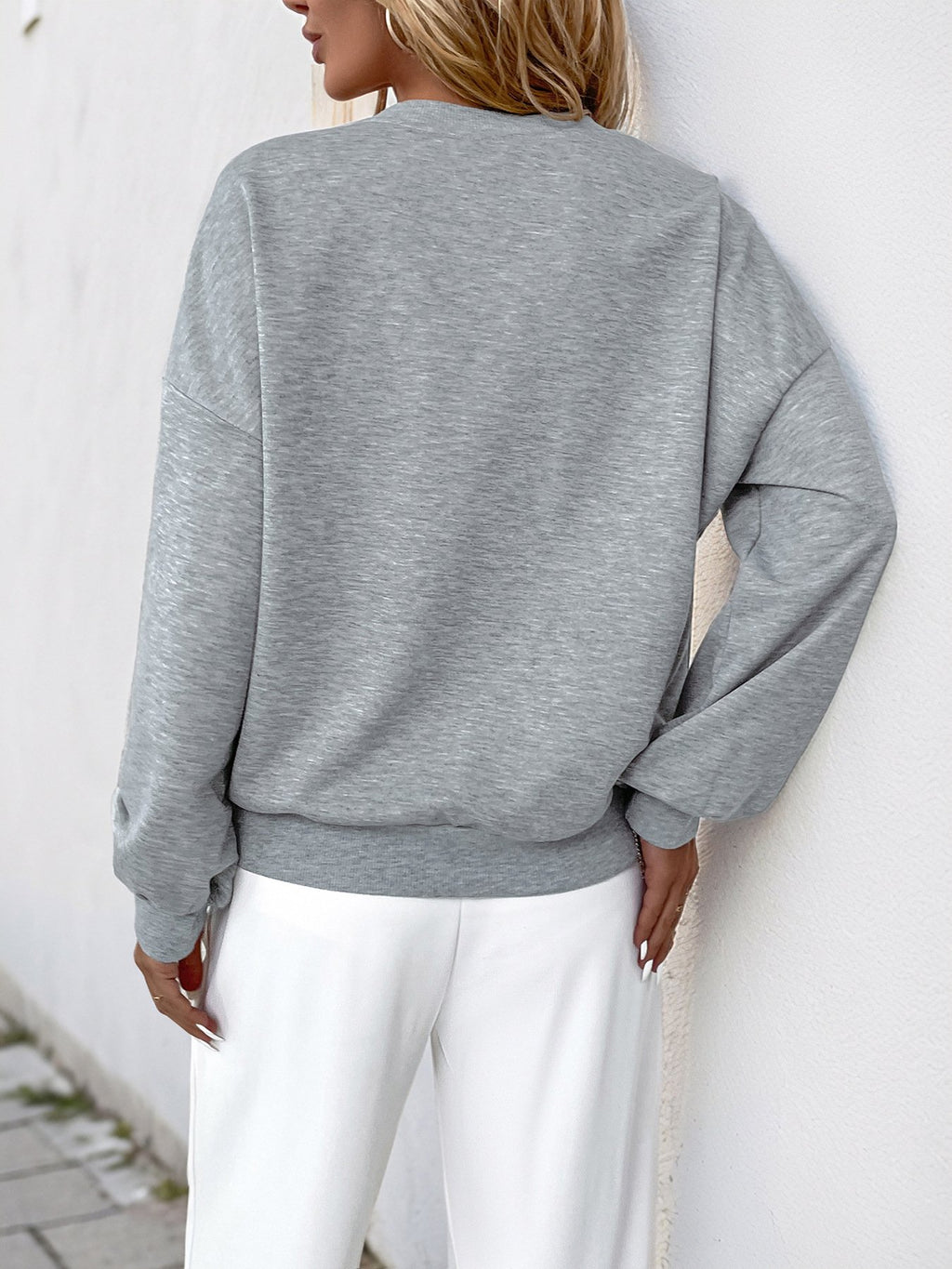 Crew Neck Cotton-Blend Casual Sweatshirt