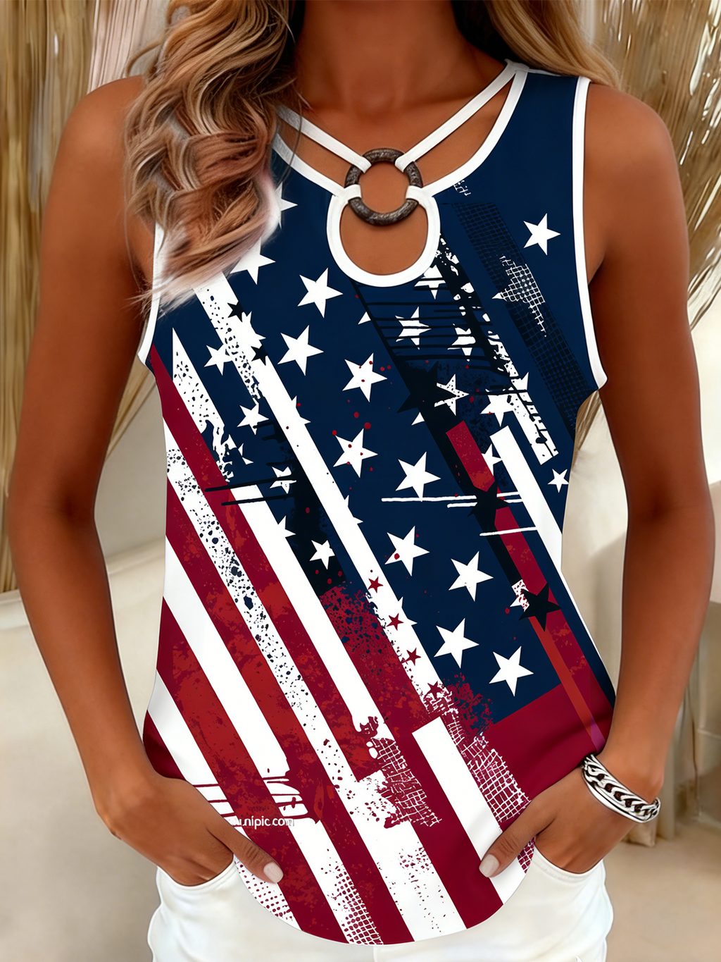 Vintage Others America Flag Loose Tank Top