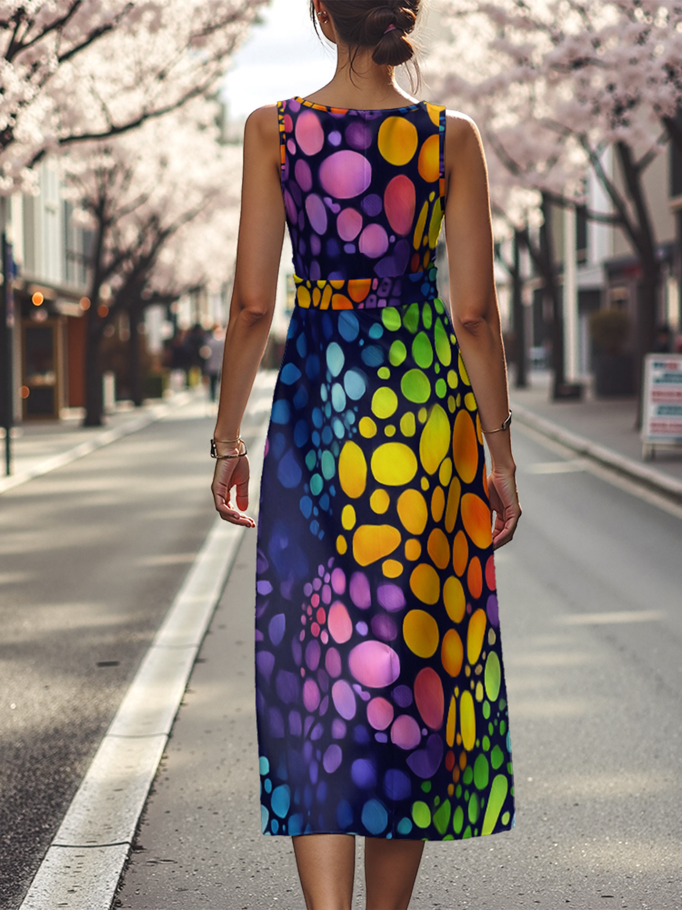 3D Printing Sleeveless Round Neck Easter Summer Casual Maxi Dress
