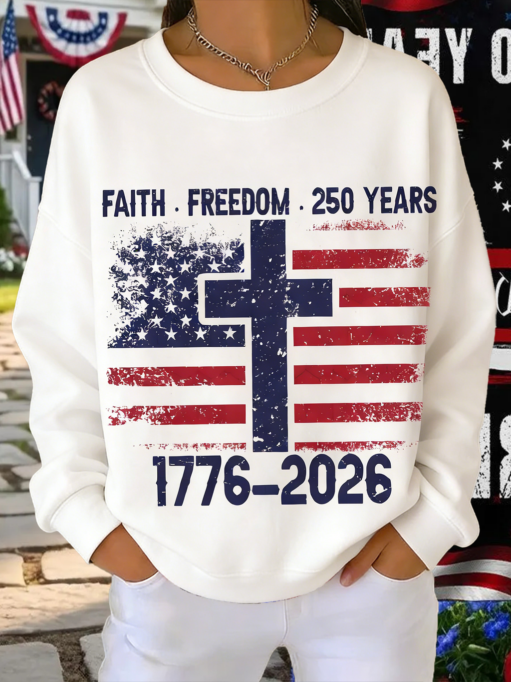 Crew Neck Simple Loose Text Letters Sweatshirt