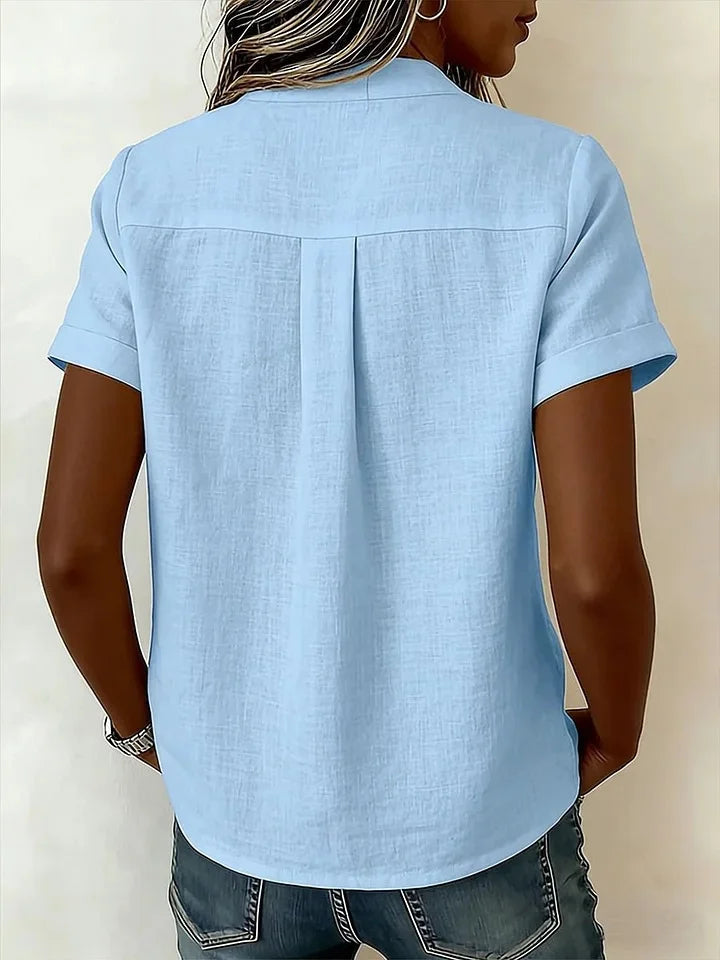 Vintage Loose Linen Blend Plain Shirt