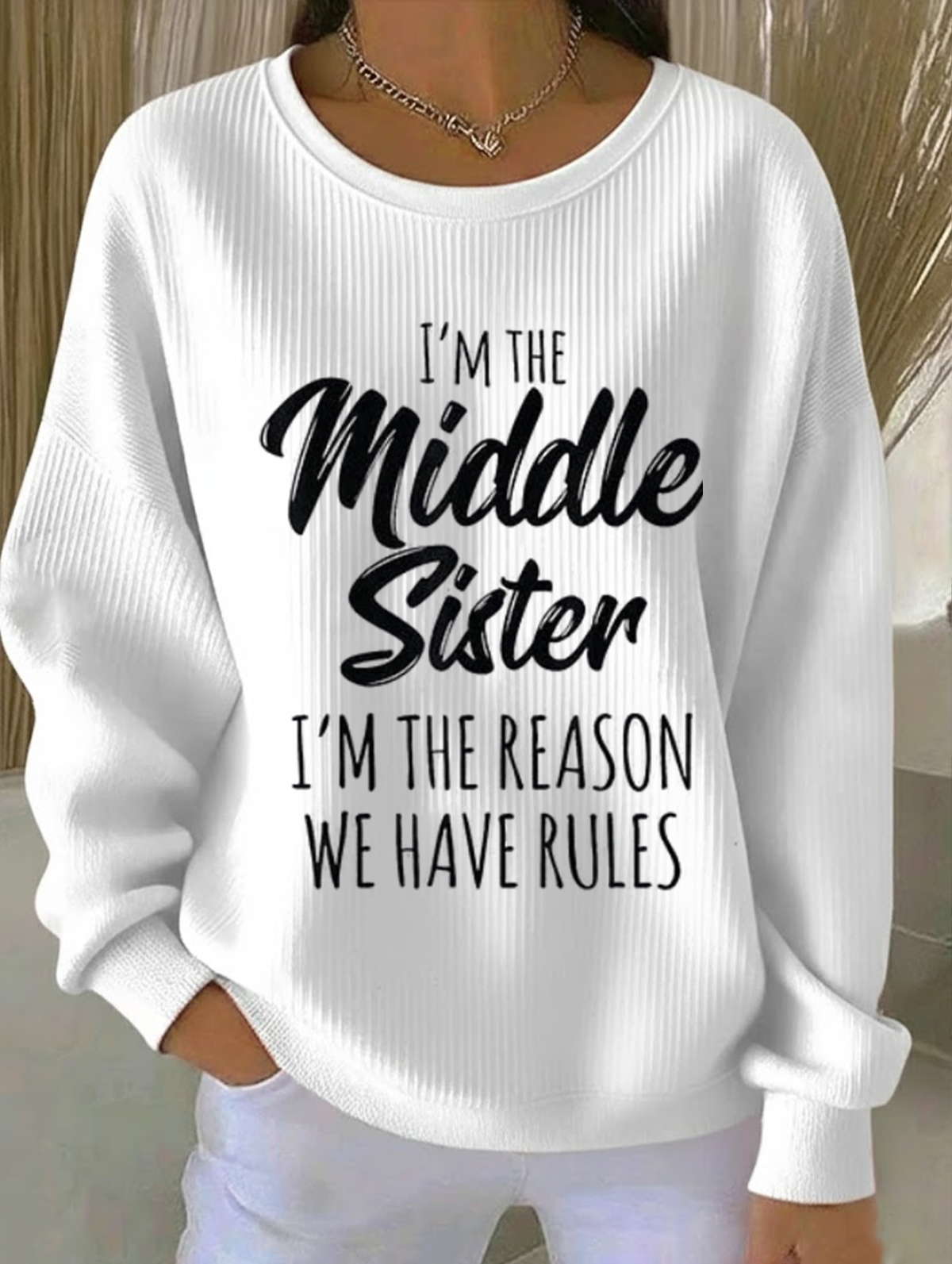 Text Letters Printing Casual Sweatshirt