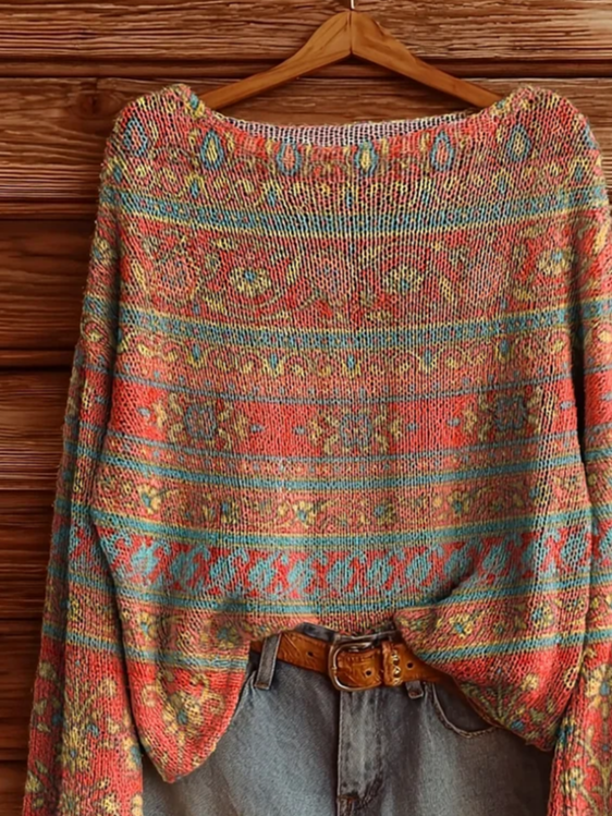 Women's Floral Print Casual Long Sleeve Top