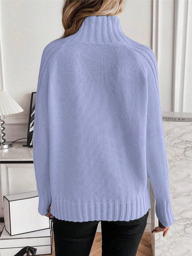 Split Joint Mock Neck Wool/Knitting Urban Sweater