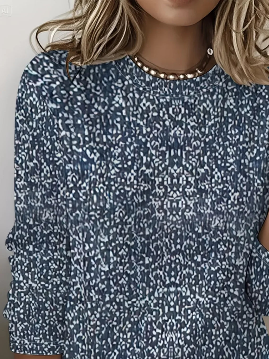 Women's Long Sleeve T-shirt Spring/Fall Purplish Blue Abstract Printing Jersey Crew Neck Daily Going Out Casual Top