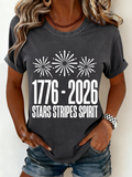 Text Letters Cotton Casual Crew Neck T-Shirt