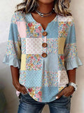 Geometric Elegant Others Cotton And Linen Shirt