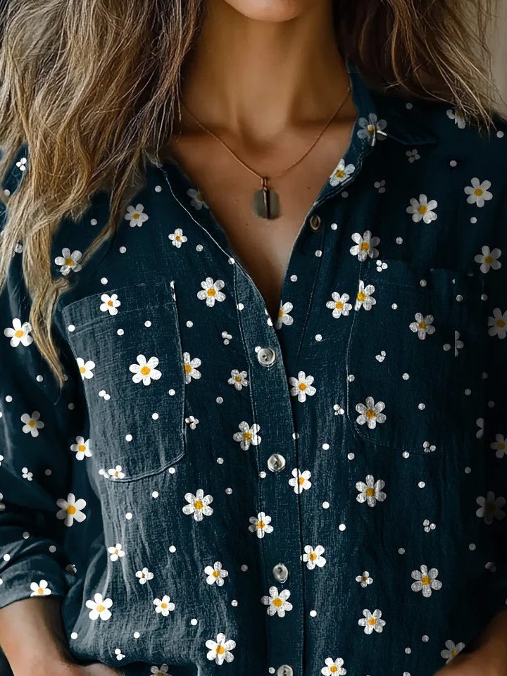 Casual Loose Shawl Collar Cotton Shirt