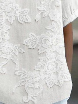 Women's Floral Print Spring Lapel Short Sleeve Shirt