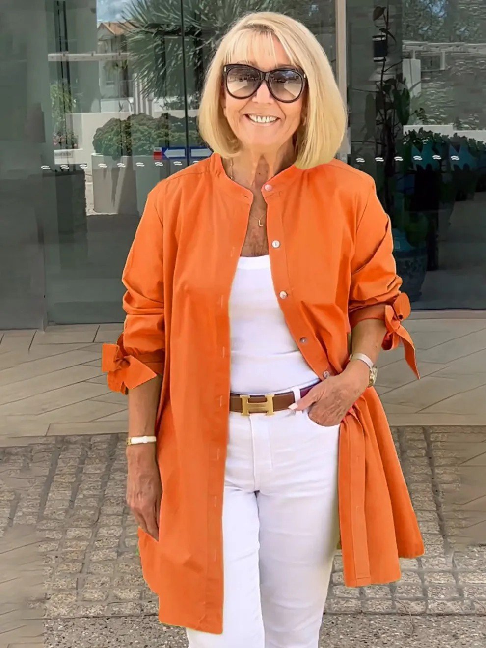 Women's Shirt Jacket Single-Breasted Temperament Commuting Solid Color Long-Sleeved Cotton Cardigan