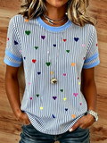 Regular Fit Heart/Cordate Casual T-Shirt