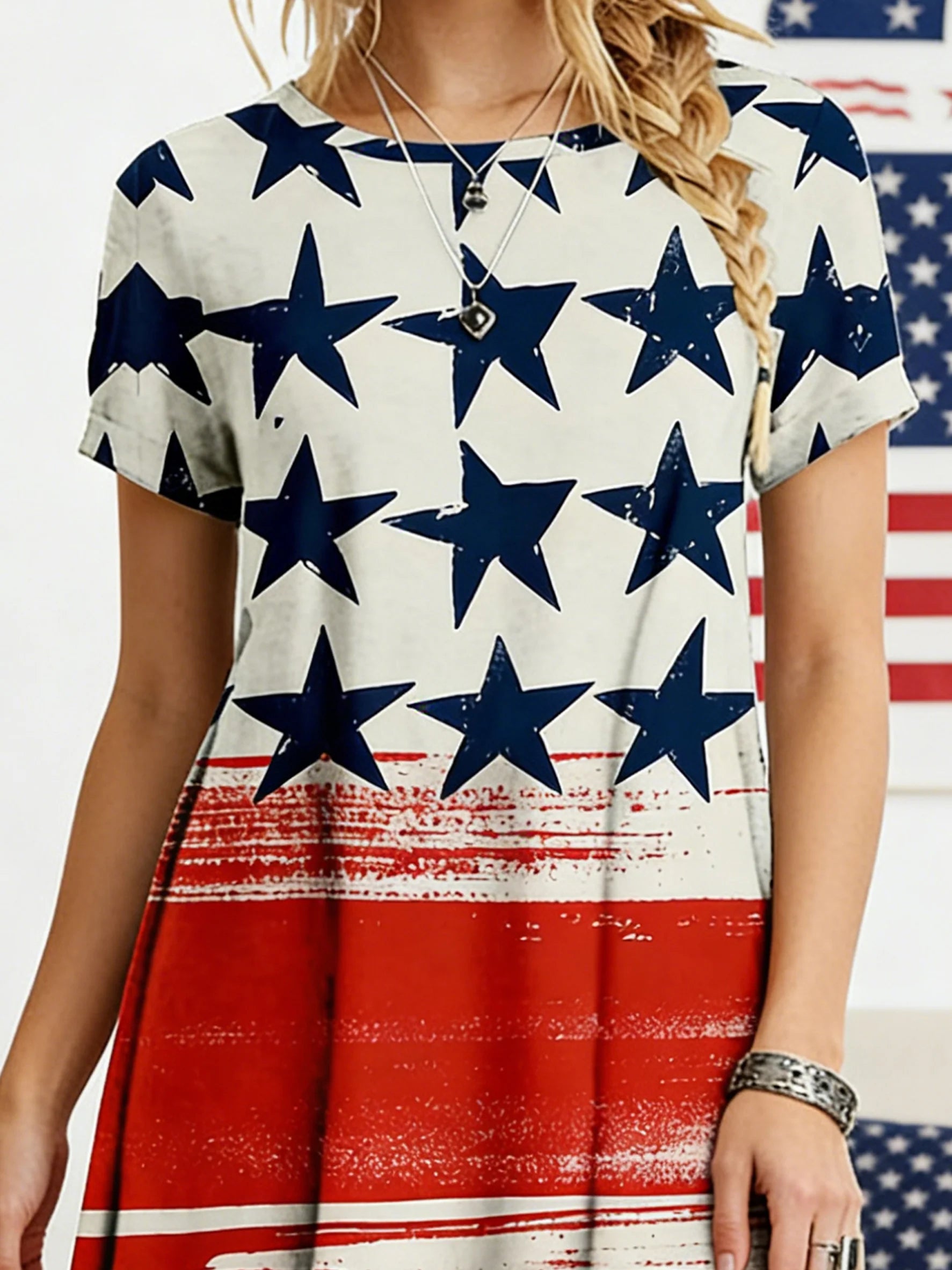 Women's 250th Anniversary Of The Founding Of the United States Independence Day Vintage Short Sleeve Crew Neck A-Line 3D Printing Daily Going Out Casual Mini Dress