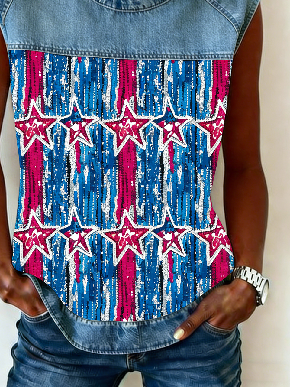 Crew Neck Vintage Loose Tank Top