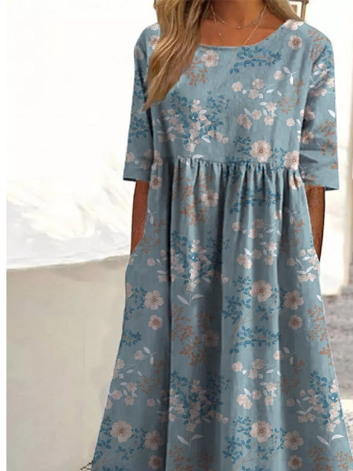 Floral Loose Elegant Dress With No