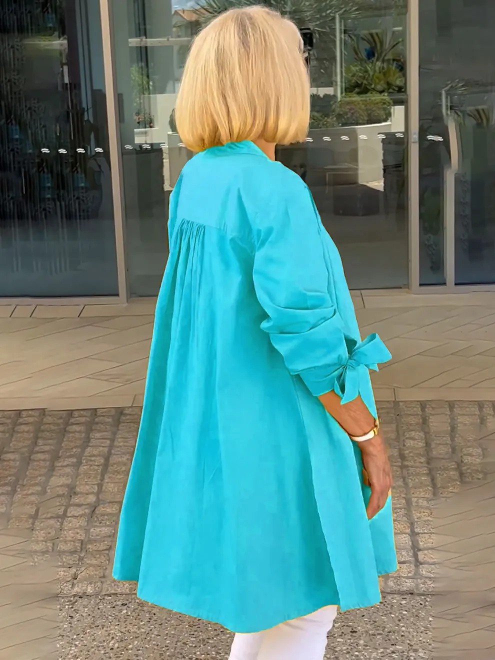 Women's Shirt Jacket Single-Breasted Temperament Commuting Solid Color Long-Sleeved Cotton Cardigan