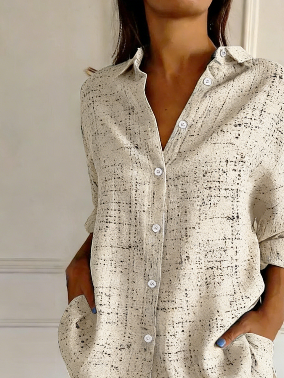 Shirt Collar Simple Plaid Loose Shirt