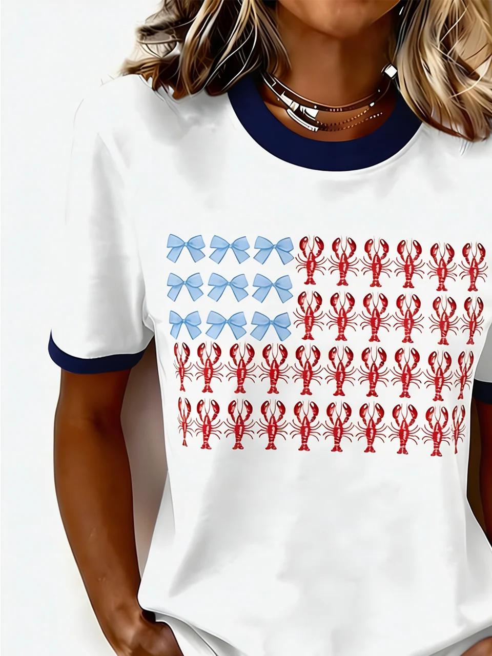 Independence Day Crew Neck Casual Cotton T-Shirt